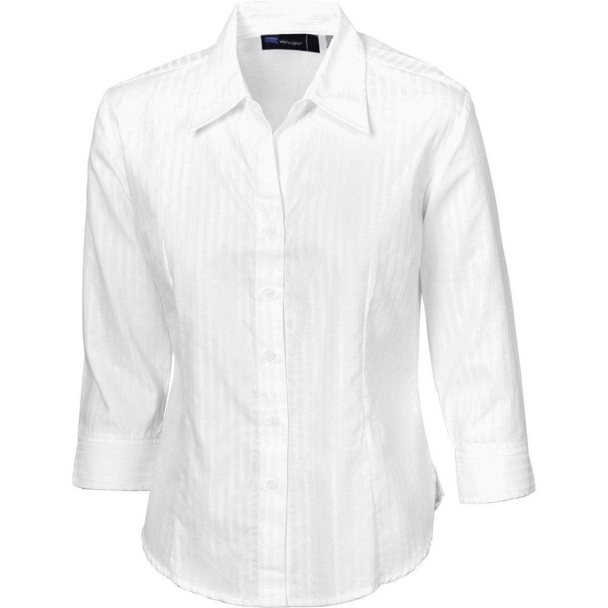 Dnc Workwear Ladies Tonal Stripe 3/4 Sleeve Shirt - 4236 Corporate Wear DNC Workwear White 6 